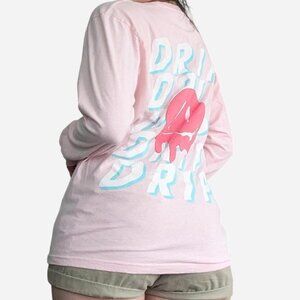 Pink long sleeve graphic "drip" shirt